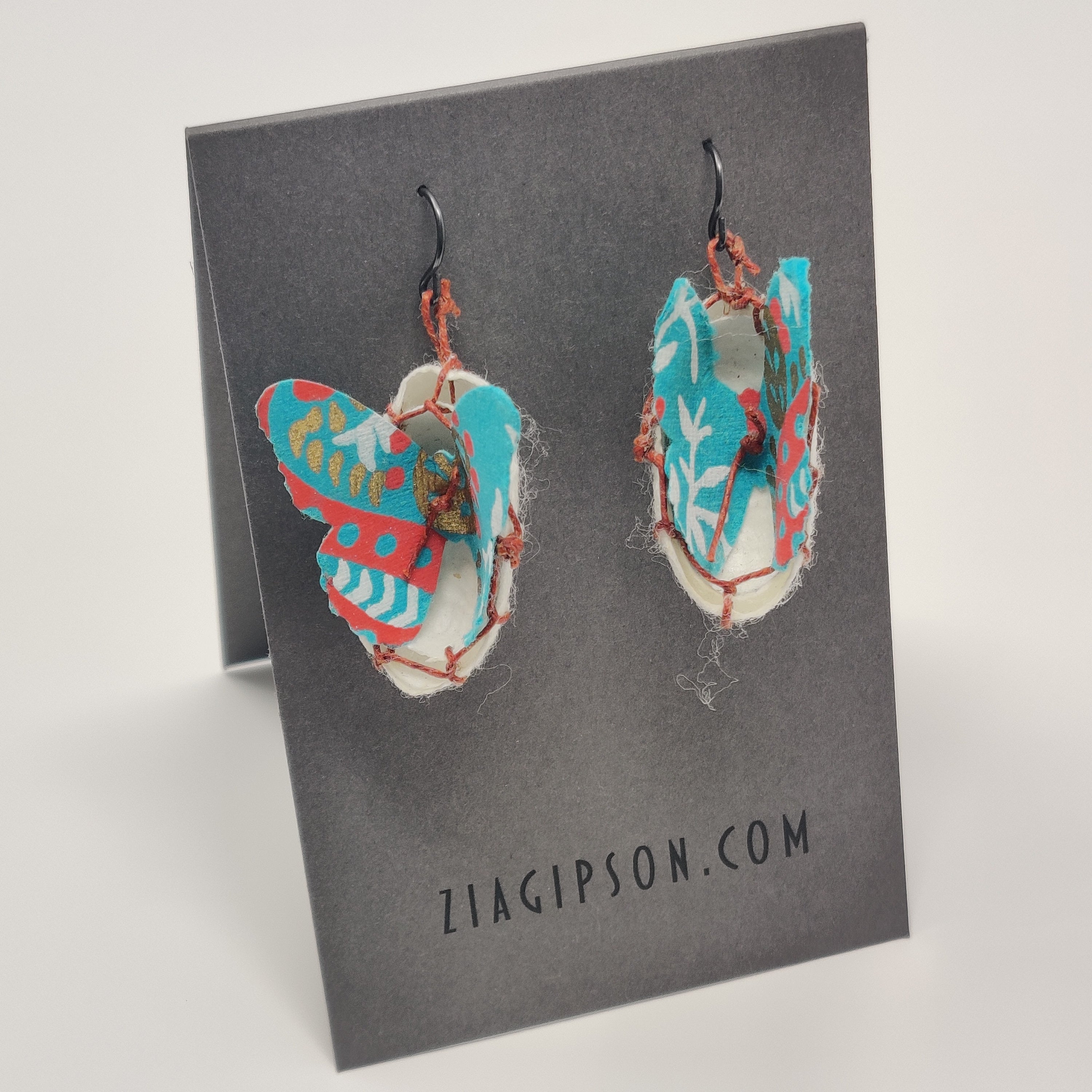Teal and Coral Earrings by Zia Gipson