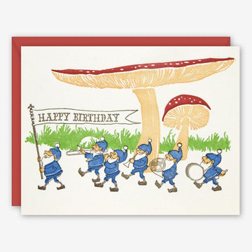 Gnomes Parade Happy Birthday Notecard by Ilee Papergoods Letterpress