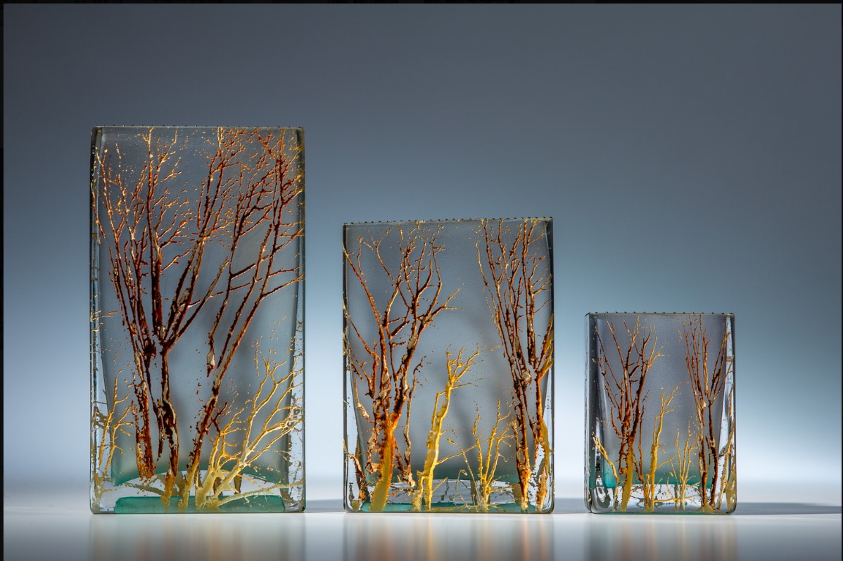 Forest Art Glass Vases by Mary-Melinda Wellsandt