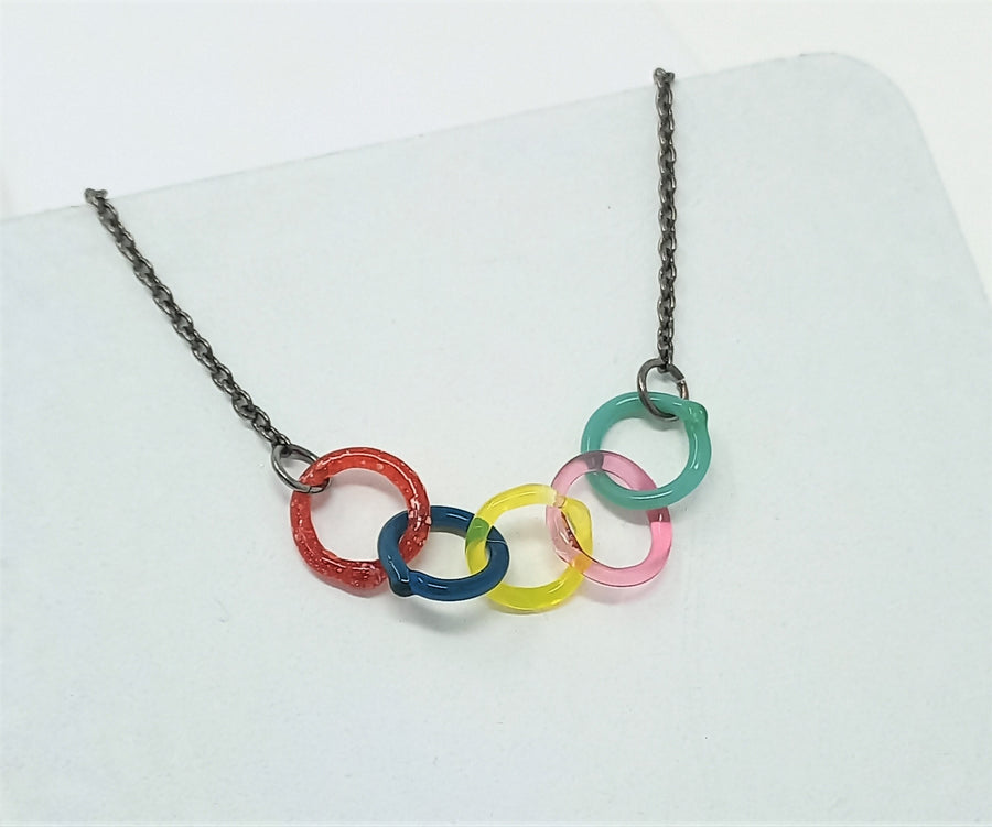 Medium Glass Link Necklace by Inna Patina