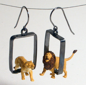 Medium Lion Toy Animal Earrings by Kristin Lora
