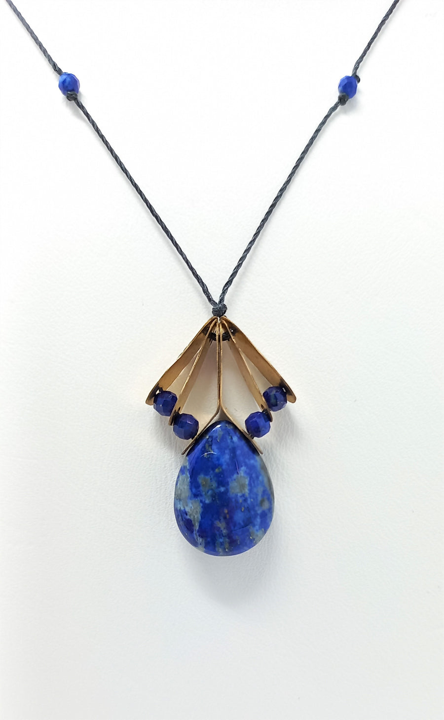 N285 Gold and Lapis Fan Necklace by Silvana Segulja