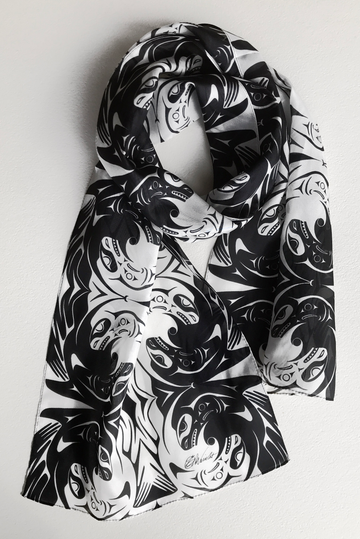 Black and White Orcas Scarf - Short by NoiseCat Art