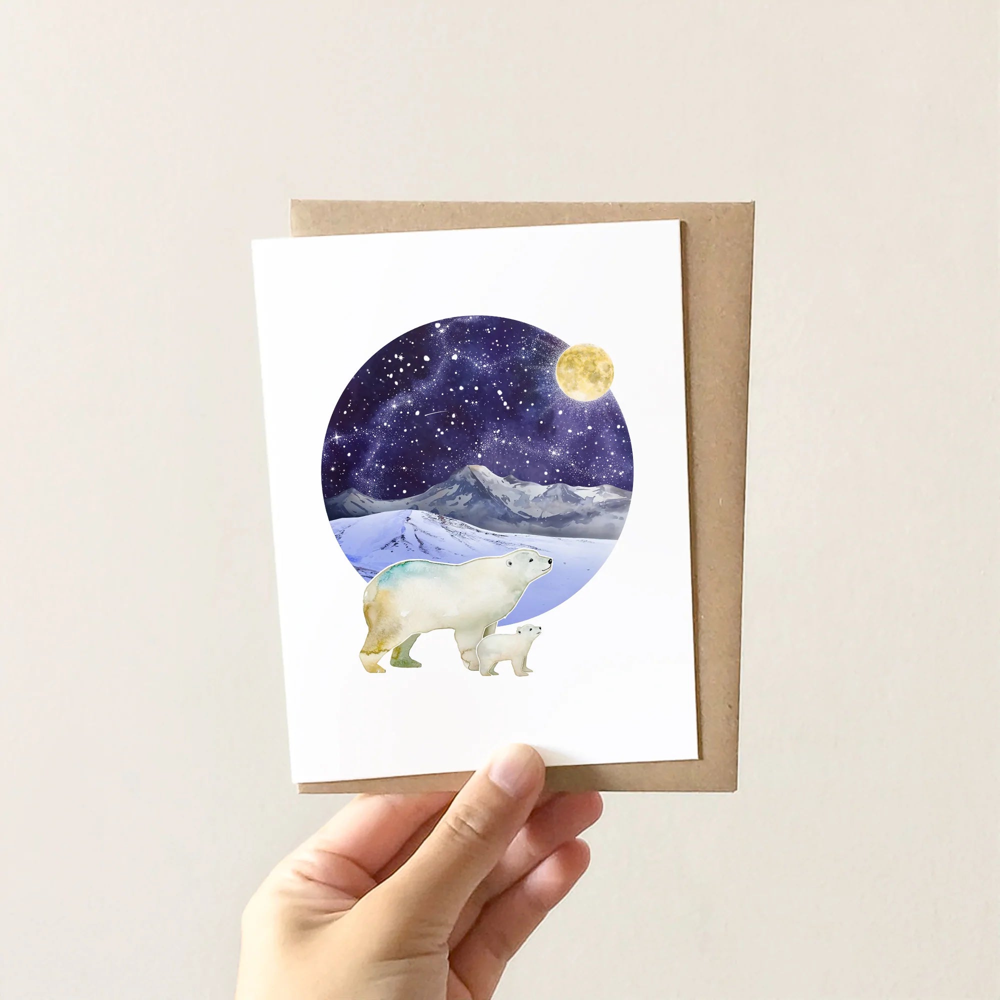 Polar Bears Greeting Card by Nick Alan Art
