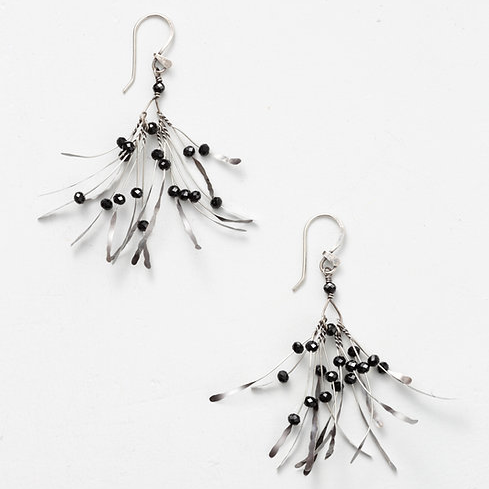Boa Short Earrings in Black Garnet by Zuzko