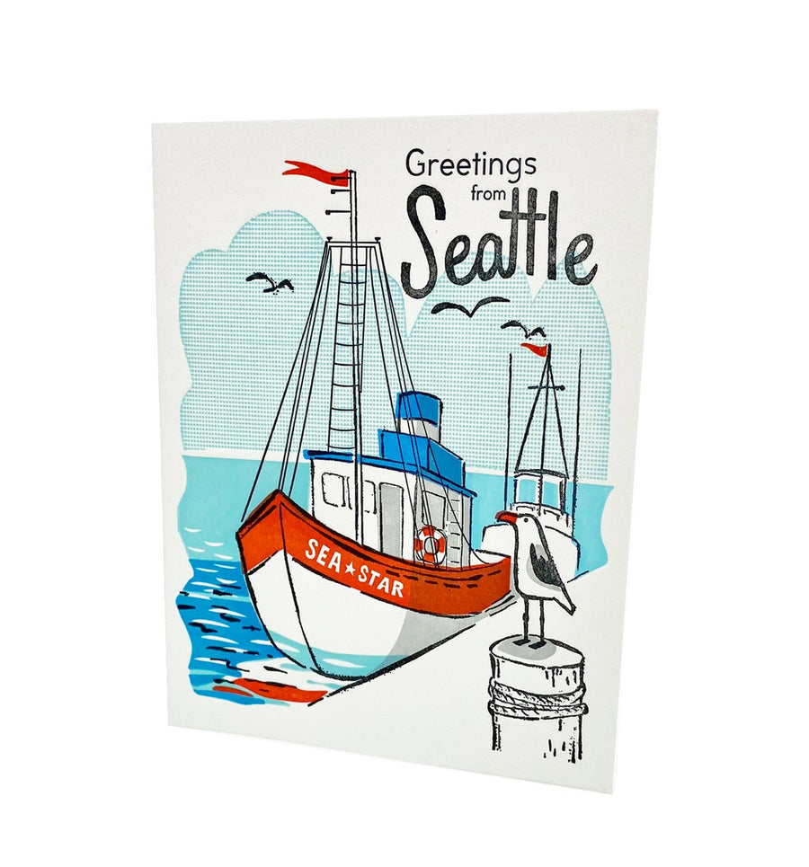 Seattle Dock Notecard by Ilee Papergoods Letterpress