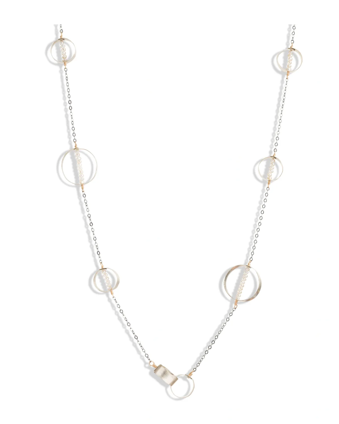 N308 Circles and Pearls Necklace by Silvana Segulja