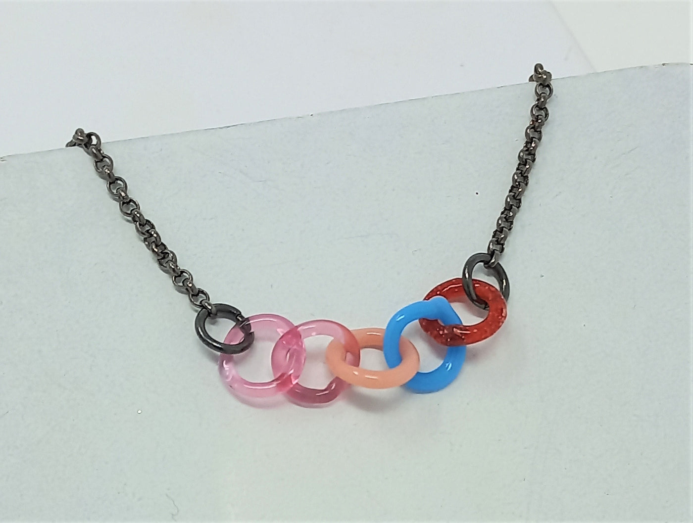 Small Glass Link Necklace by Inna Patina