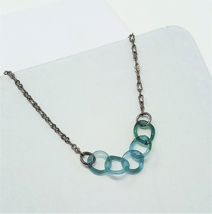 Small Glass Link Necklace by Inna Patina