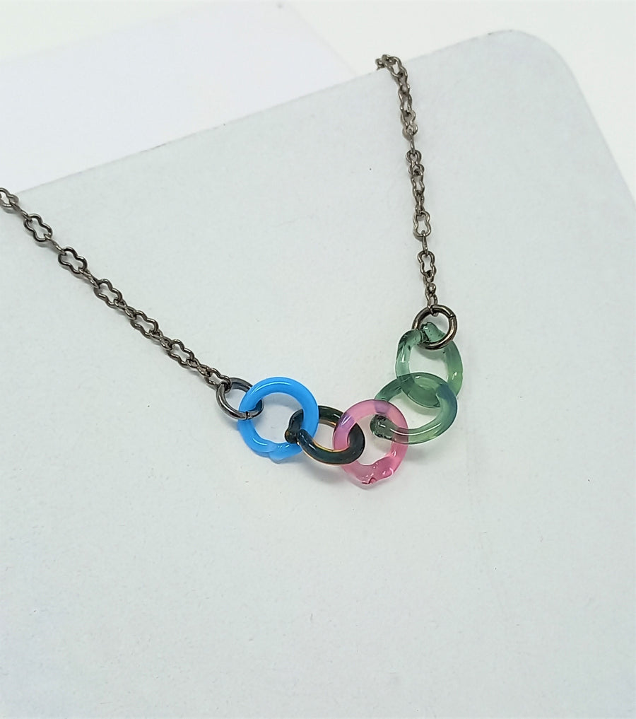 Small Glass Link Necklace by Inna Patina
