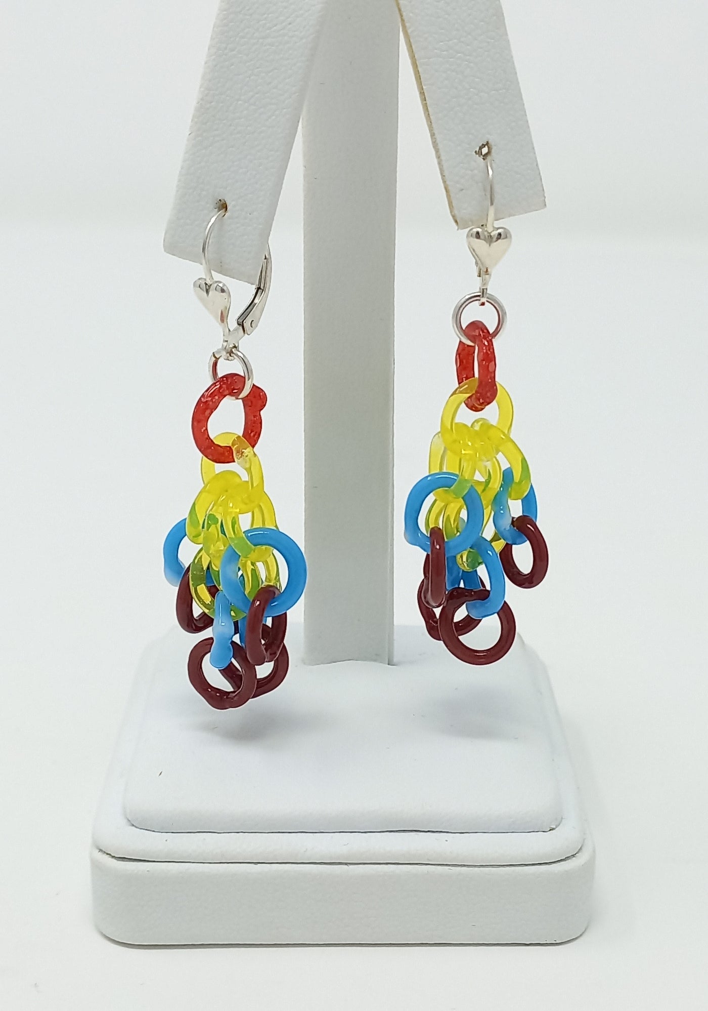 Small Tonal Glass Tassel Earrings by Inna Patina