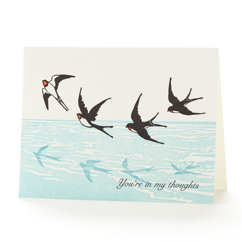 Swallows You're in My Thoughts Notecard by Ilee Papergoods Letterpress