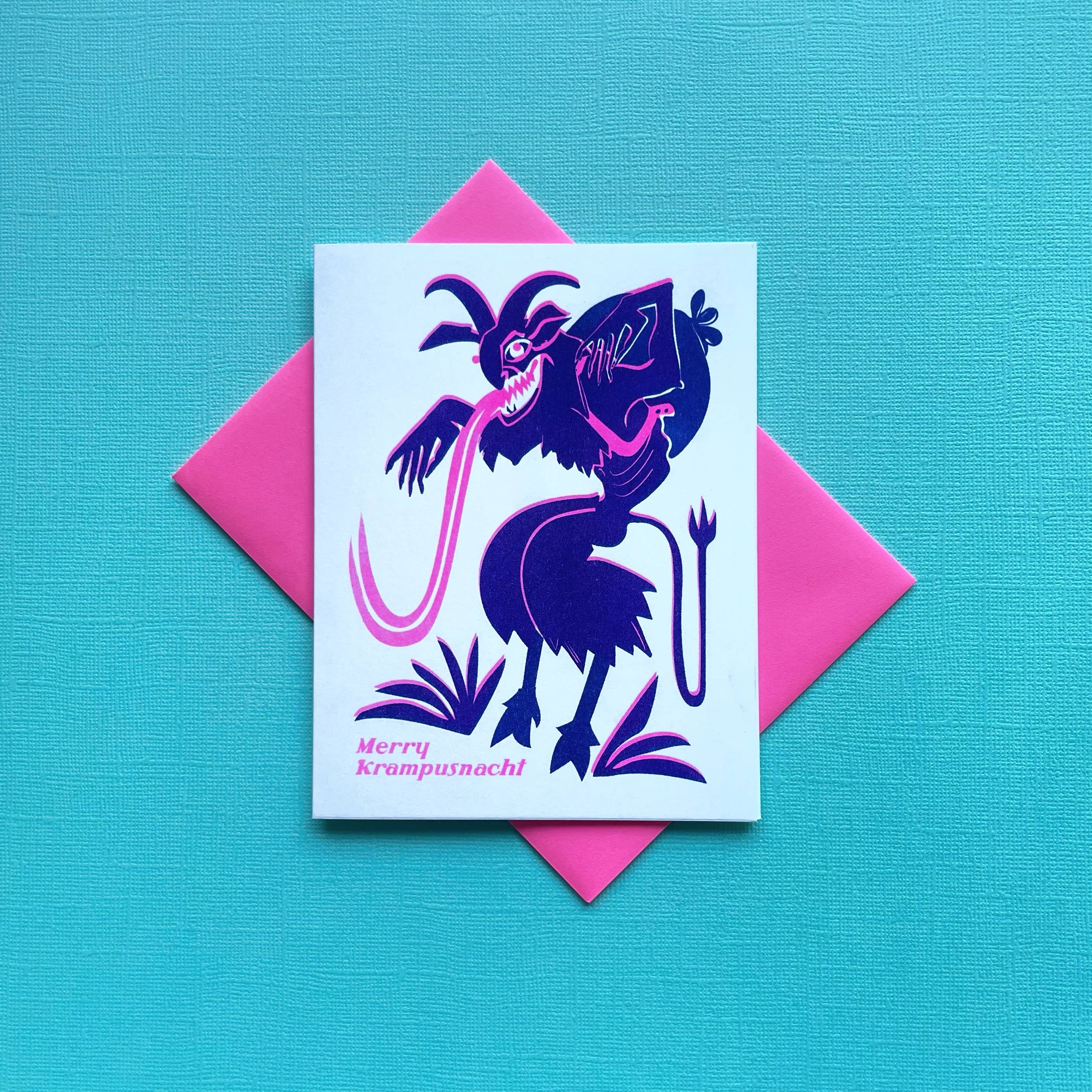 Krampus Risograph Holiday Card