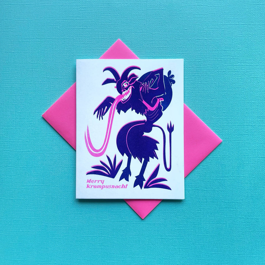 Krampus Risograph Holiday Card