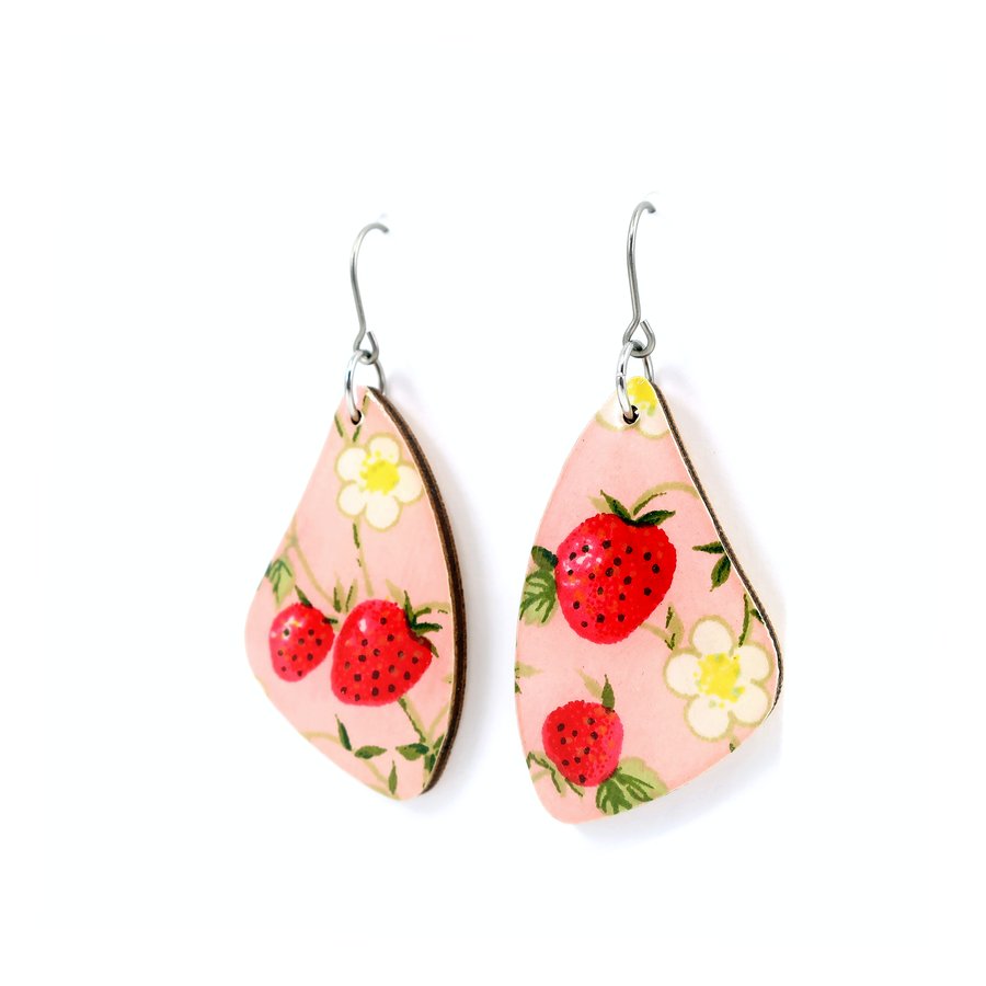 Strawberry Titanium Dangle Earrings