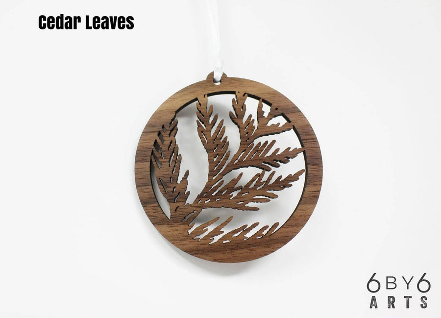 Cedar Leaves - Walnut Wood Ornament