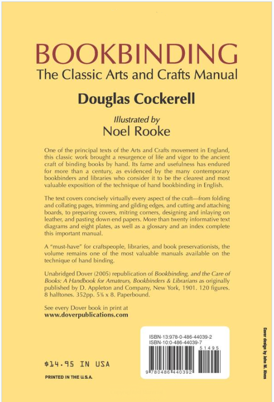 Bookbinding The Classic Arts and Crafts Manual by Douglas Cockerell