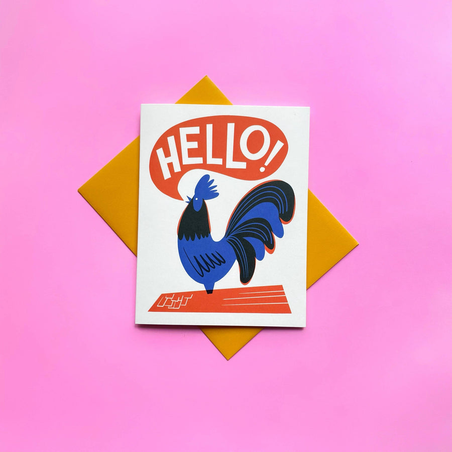 Hello! Rooster Greeting Card