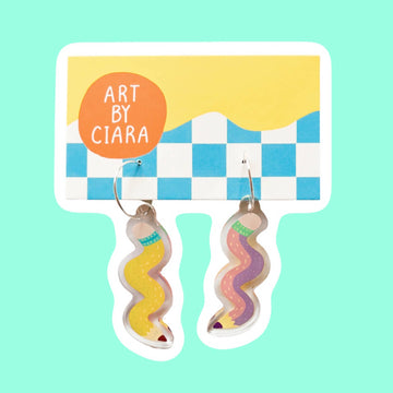 Acrylic Squiggly Pencil Hoop Earrings