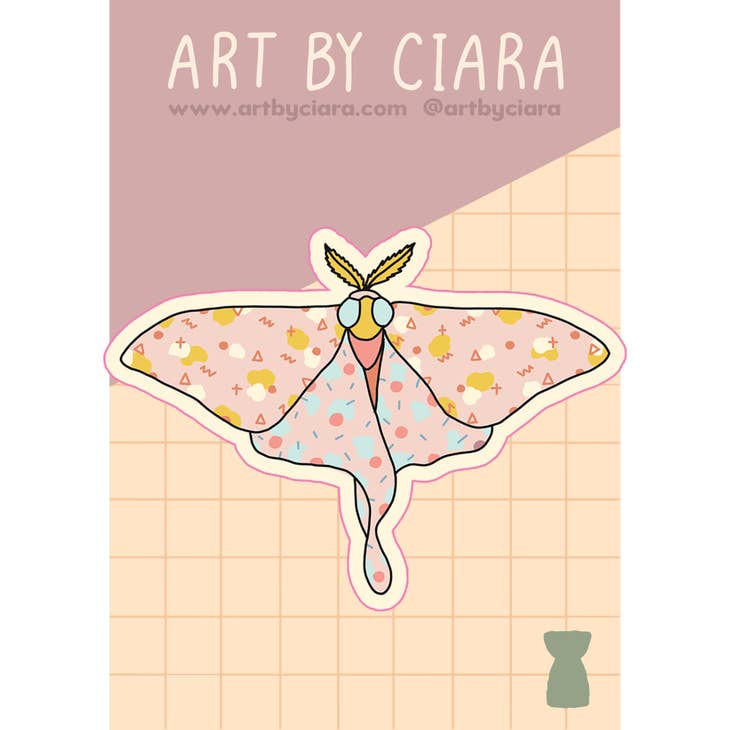 Pink Moth Sticker - Art by Ciara