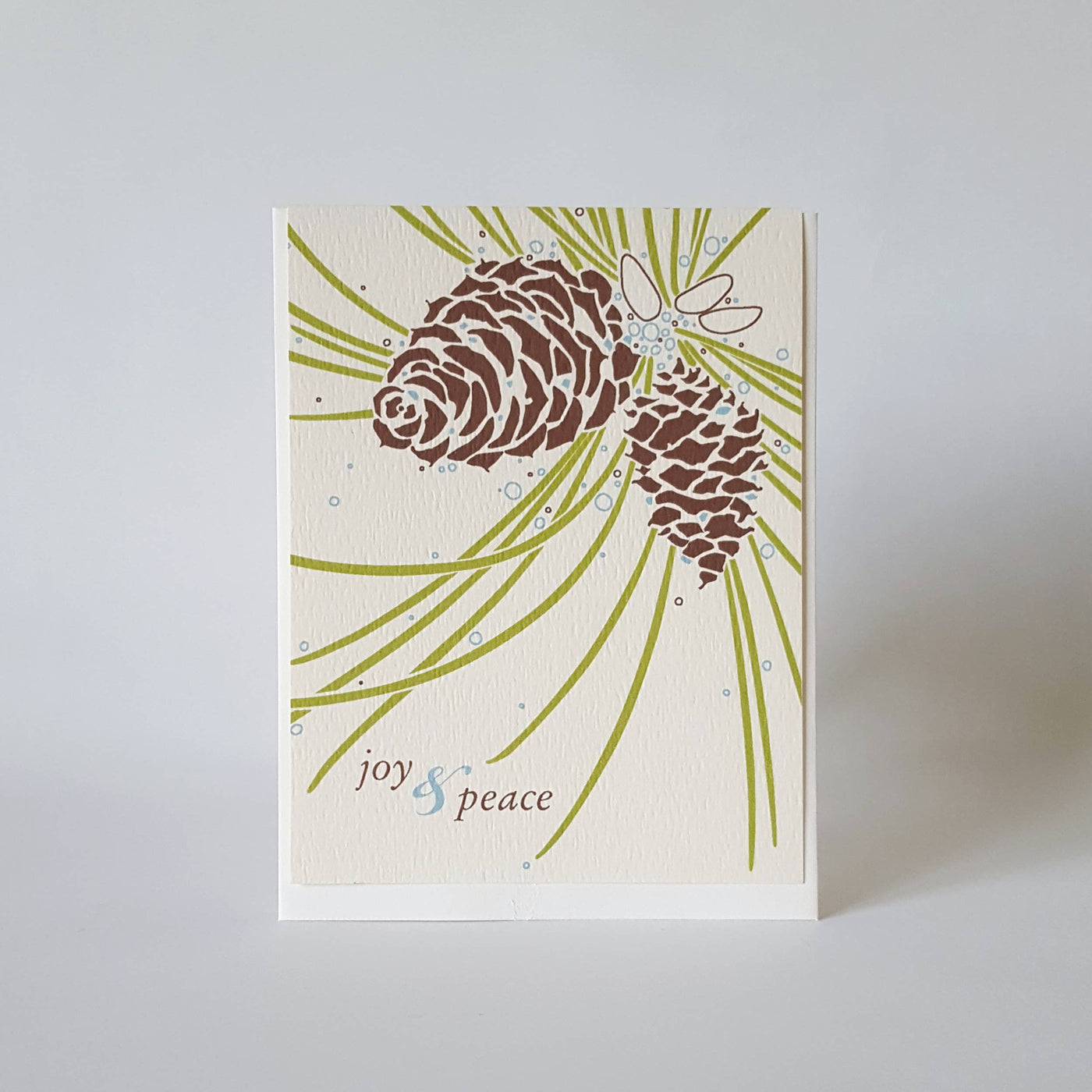 Joy and Peace Seasonal Holiday Pine Cone Greeting Card