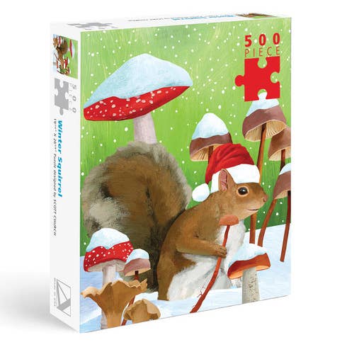 Winter Mushroom and Squirrel 500 Piece Puzzle