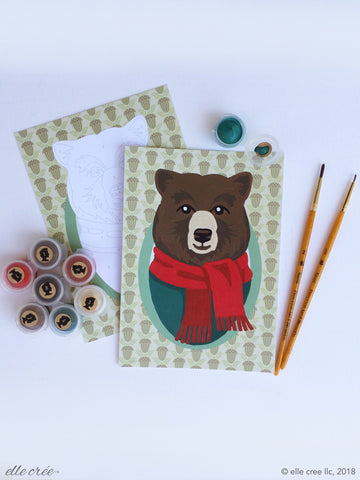 Paint Your Own Holiday Cards Set - Bear