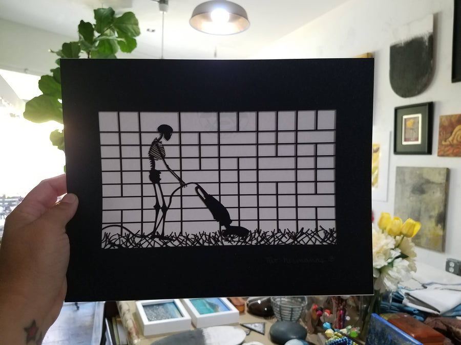 Calavera Vacuuming - laser cut printing