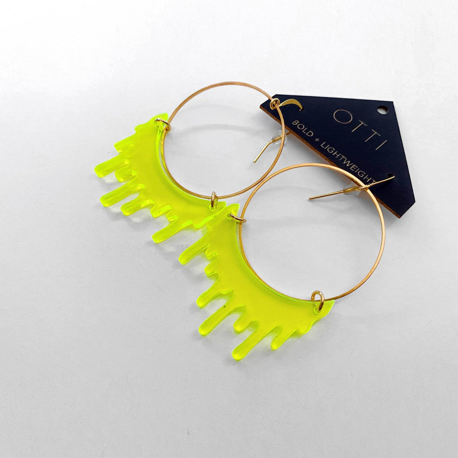 Slime Hoop Earrings: Fluorescent Lime Green