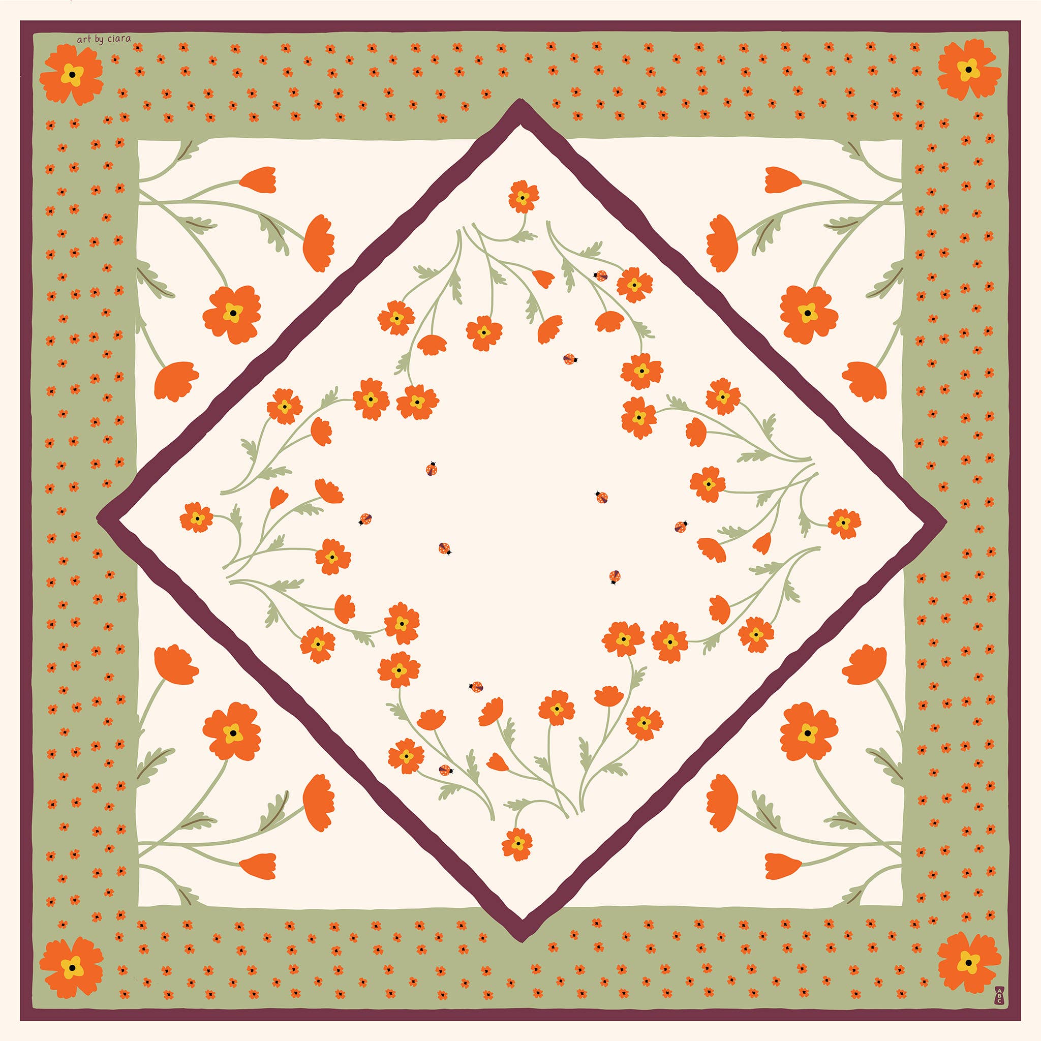 Orange Poppies Bandana