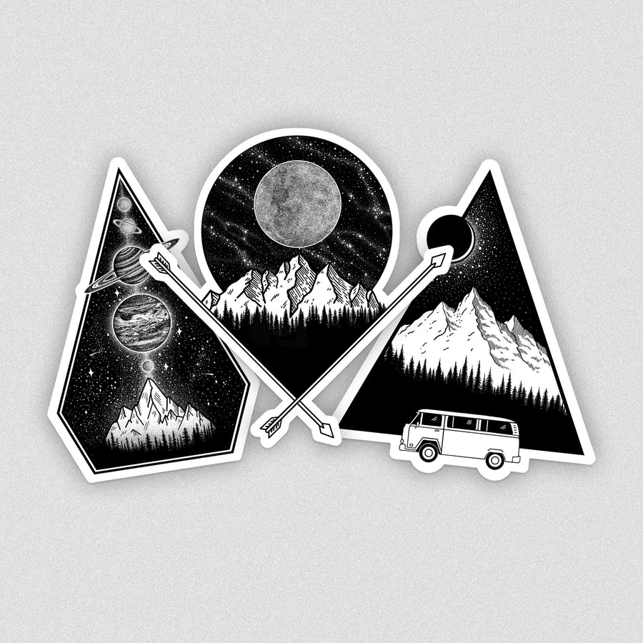 Pacific Northwest Mountain Vinyl Sticker Set by Nick Alan Art