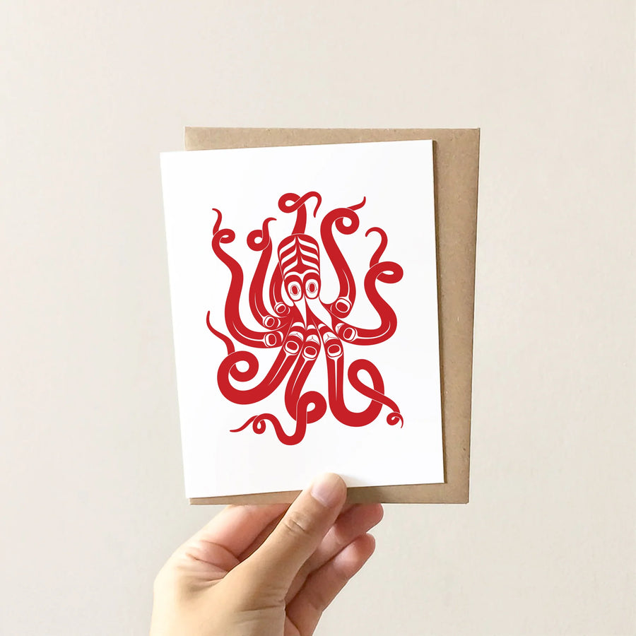 Octopus Greeting Card by Nick Alan Art
