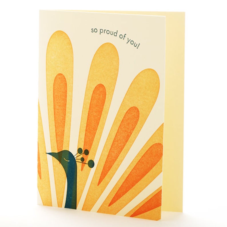 Peacock So Proud of You Notecard by Ilee Papergoods Letterpress