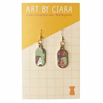 Day and Night Earrings: Mint and Brown - Art by Ciara