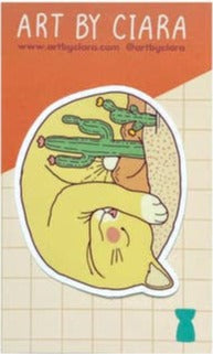 Sleepy Cat Desert Sticker - Art by Ciara