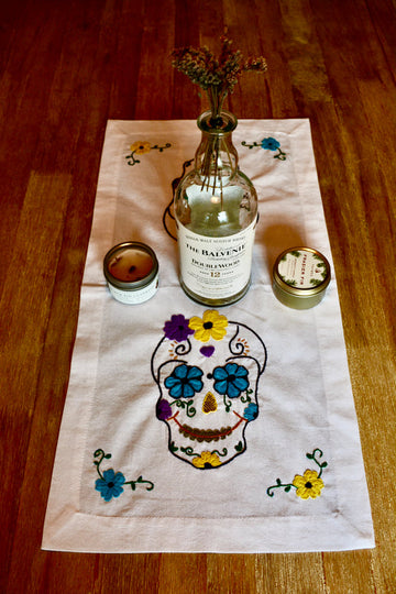 Calavera Embroidered Table Runner